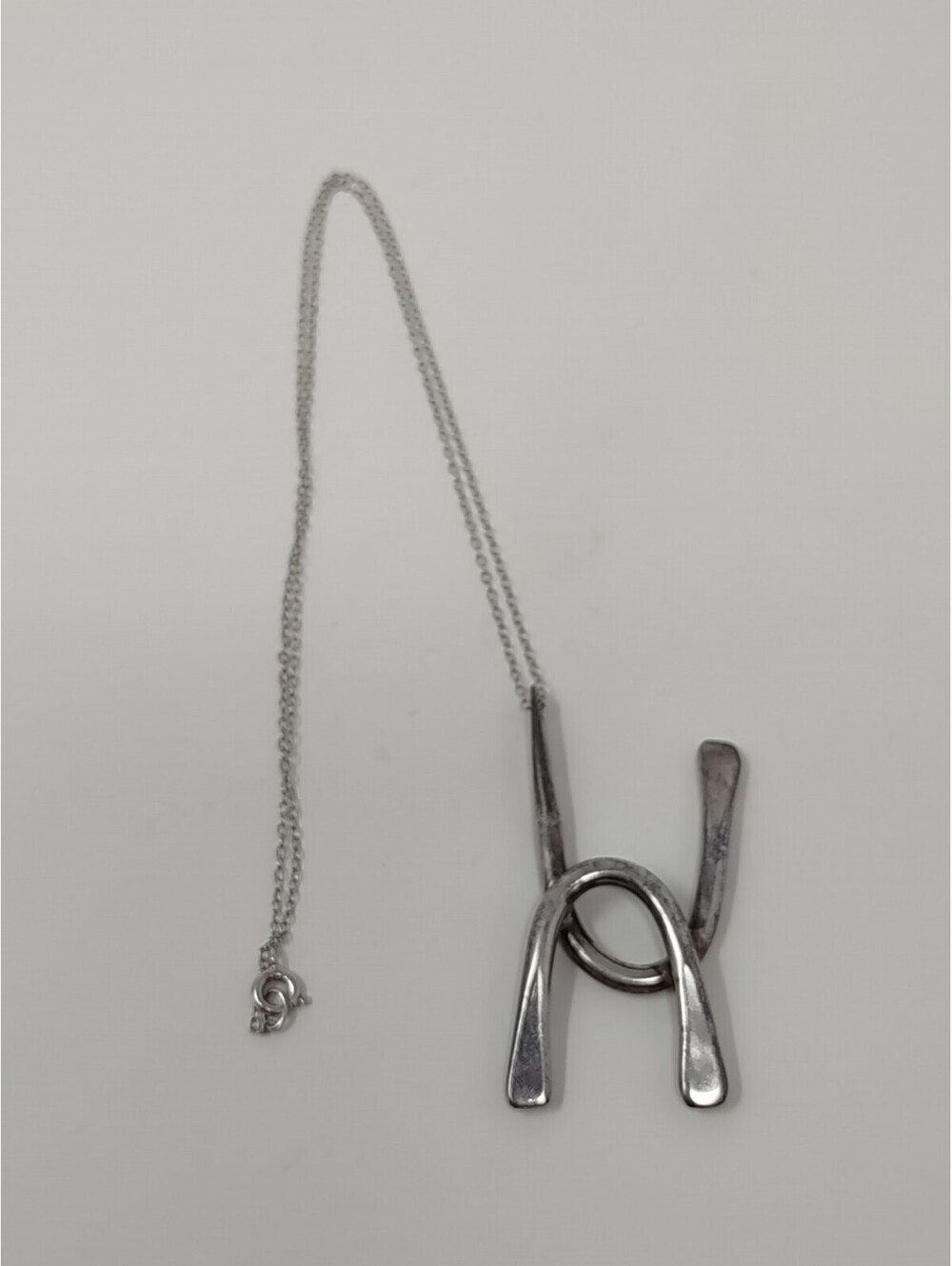 Sterling Silver 925 Modernist Abstract Pendant Necklace 18"